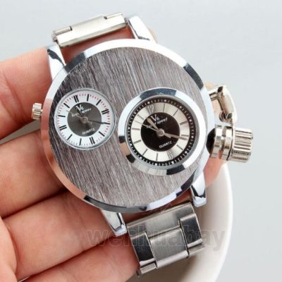 Hot Sale V6 brand Watch Dual Display Fashion Steel Band Multi-function Men Watch 50pcs/lot